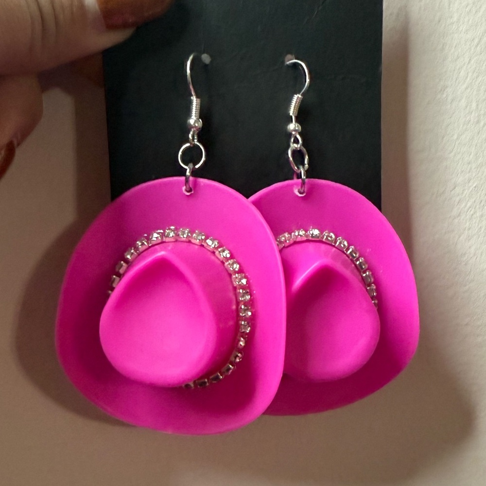 Pink Cowboy Hat Earrings